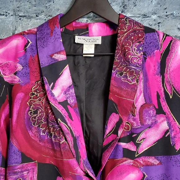 Vintage | Kensington Square 80s Pink and Purple Blazer Jacket - Picture 3 of 9